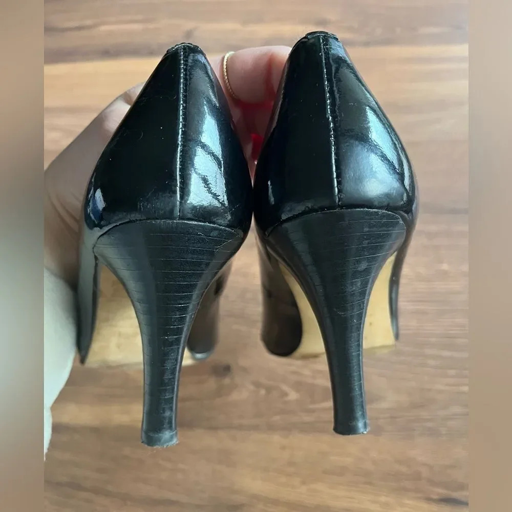 🖤 Vintage Óscar de la Renta Black Patent Peeptoe Heels 👠 - Picture 6 of 8